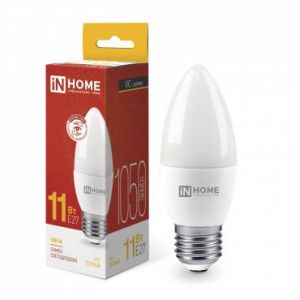 Лампа светодиодная LED-СВЕЧА-VC 11Вт свеча 3000К тепл. бел. E27 1050лм 230В IN HOME 4690612020488 530181