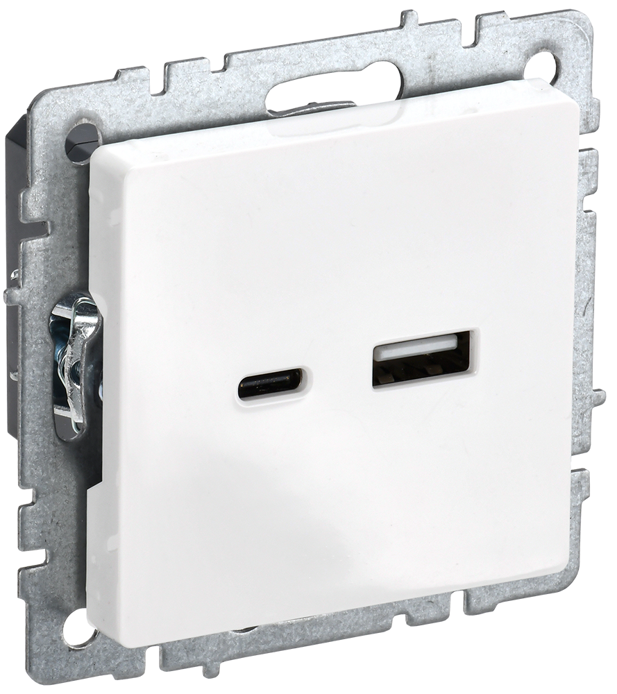 BRITE Розетка USB A+C 18Вт РЮ11-1-БрБ белый IEK BR-U22-018-K01