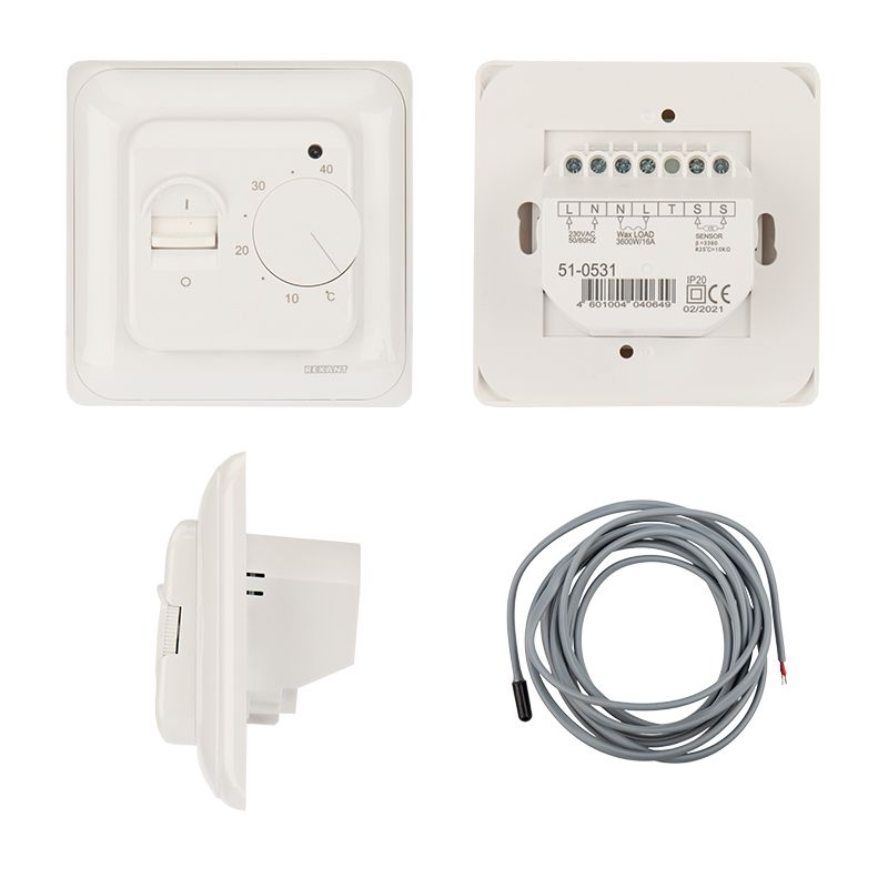 Терморегулятор механический R70XT с датчиком температуры пола 3500 Вт бежевый REXANT - Фото 2