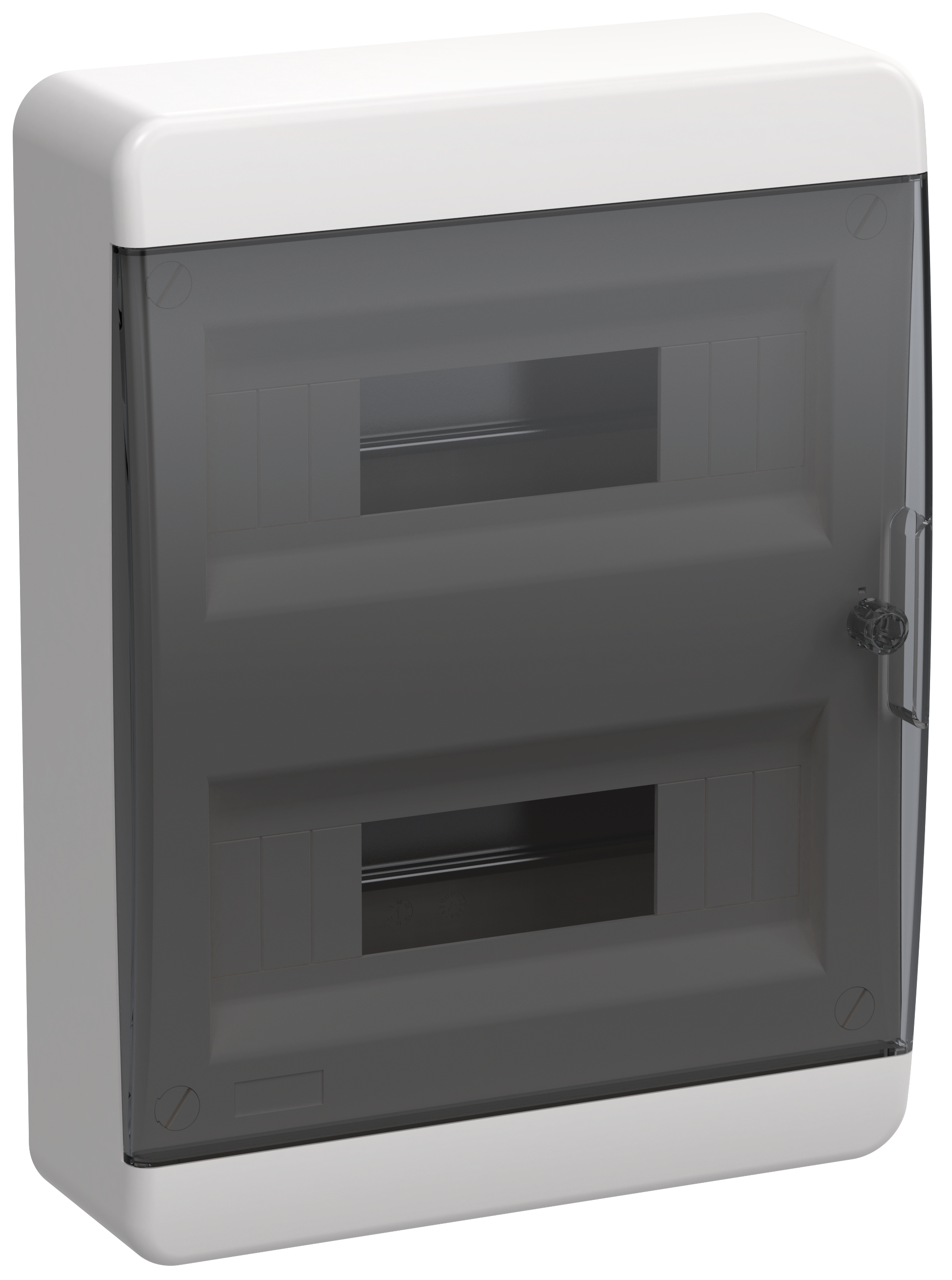 TEKFOR Корпус пластиковый БЕЛЫЙ ЩРН-П-24, IP41 черная прозрачная дверь IEK