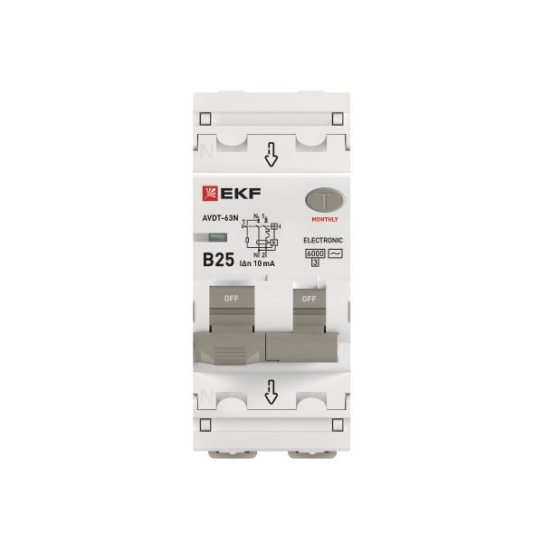 Диф. автомат АВДТ-63N 1P+N 25А (B) 10мА (AC) эл 6кА PROXIMA EKF - Фото 4