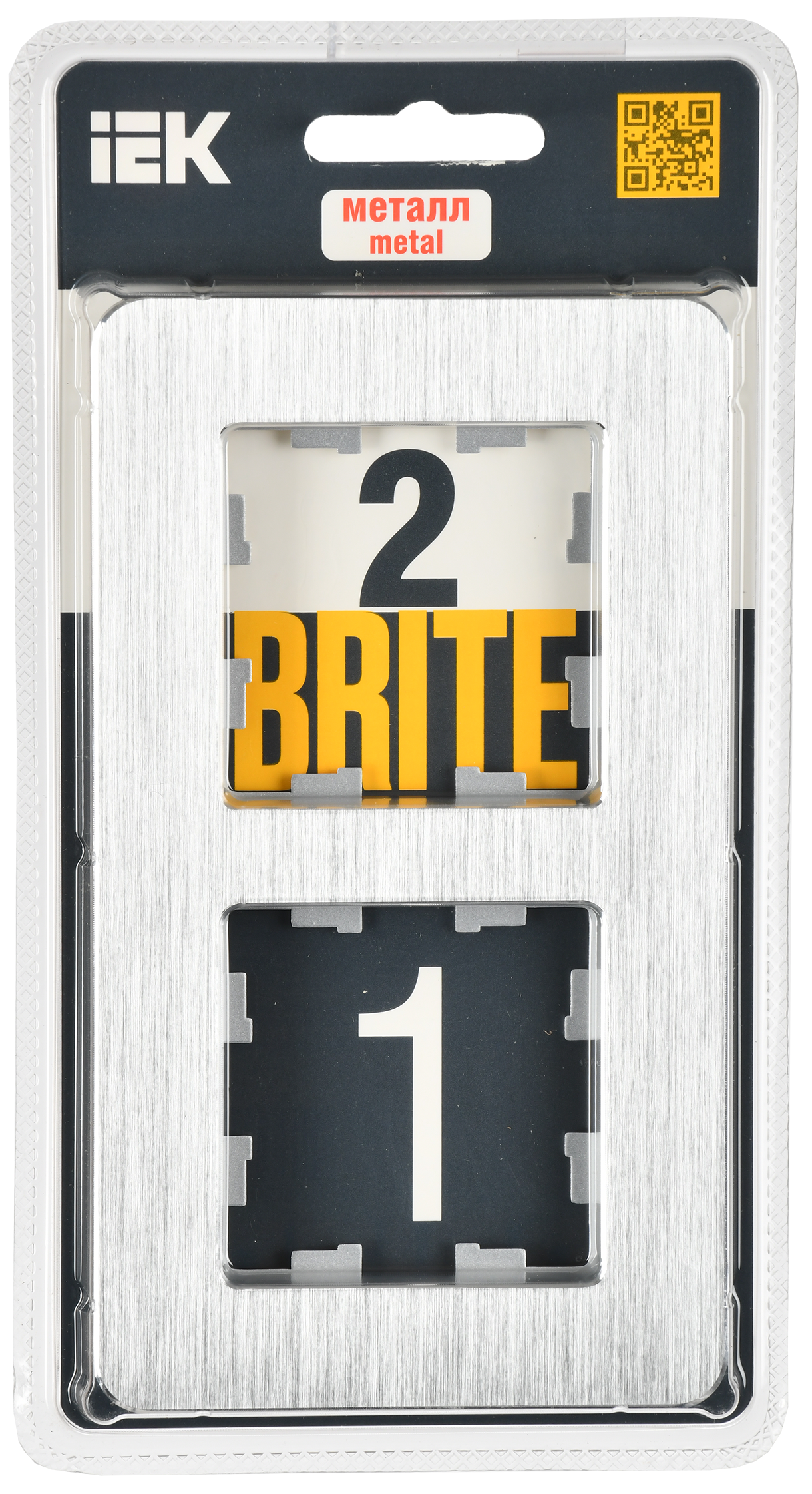 BRITE Рамка 2-местная РУ-2-1-Бр металл алюминий RE AL IEK - Фото 2