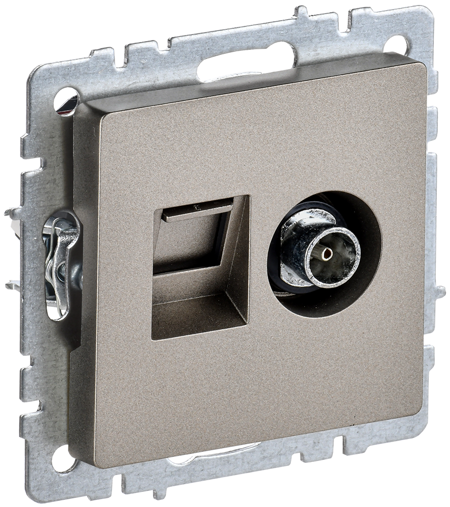 BRITE Розетка двойная TV+RJ45 кат.5E РТВ/РК12-БрШ шампань IEK