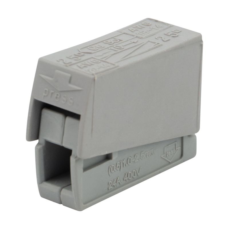 Строительно-монтажная клемма СМК 224-101 для светильника на 1 проводник (0,2-2,5)/(0,14-2,5) мм², серая (100 шт./уп.) REXANT 07-2401