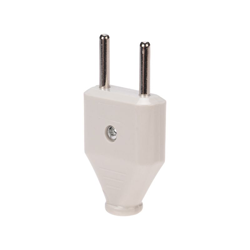 Вилка прямая без з/к 6А плоская белая REXANT 11-8946