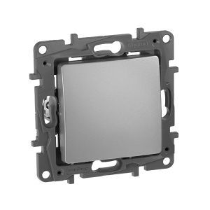 ETIKA Выключатель 1-клавишный схема 1 10АХ безвинтовые зажимы алюминий 672401