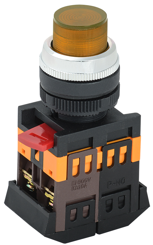 Кнопка ABLFP-22 желтый d=22мм неон/240В 1з+1р IEK