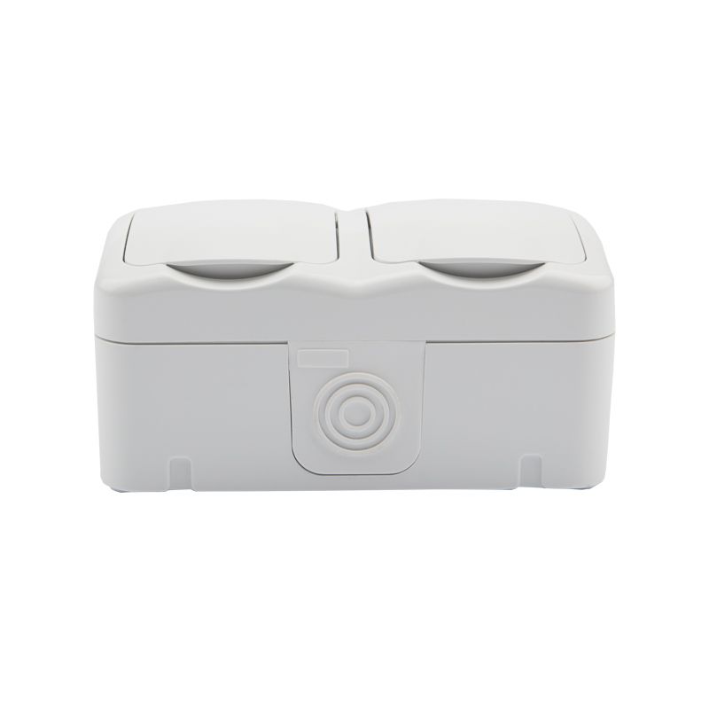 Блок горизонтальный 2 розетки (керамика) Mini OG IP54 с/з, о/у, белый KRANZ - Фото 2