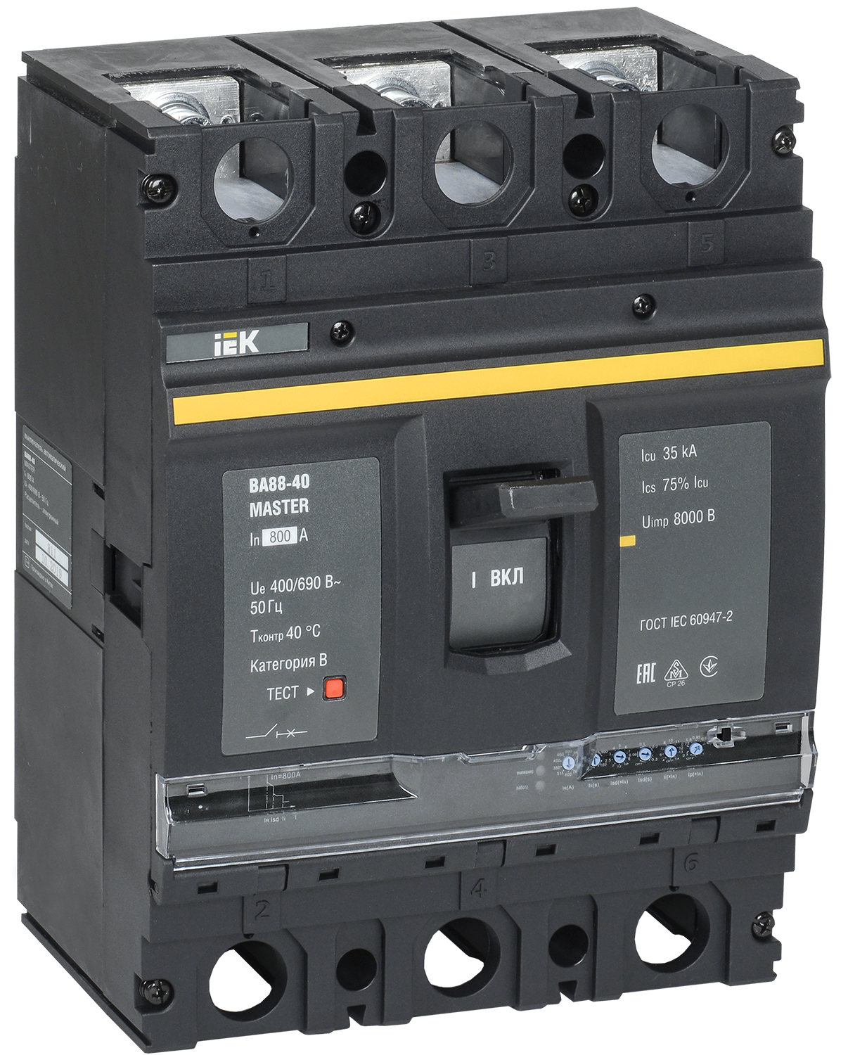 Выключатель автоматический ВА88-40 3Р 800А 35кА MASTER с электронным расцепителем IEK SVA51-3-0800-02