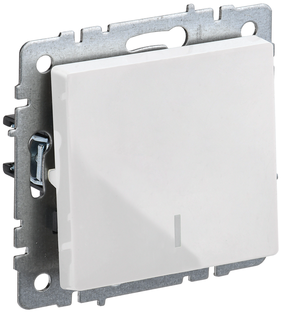 BRITE Выключатель 1-клавишный проходной с индикацией 10А ВС10-1-7-БрБ белый IEK