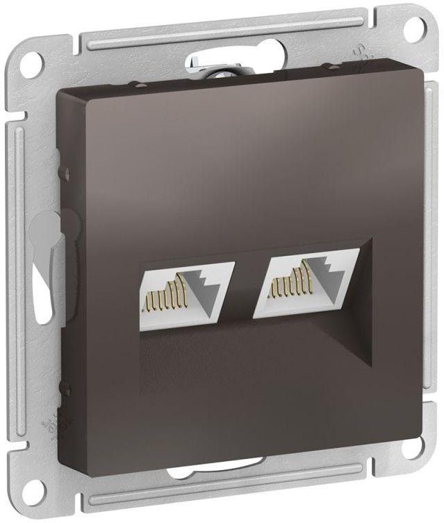 Розетка компьютерная 2-м AtlasDesign RJ45 кат.5E механизм мокко SE ATN000685