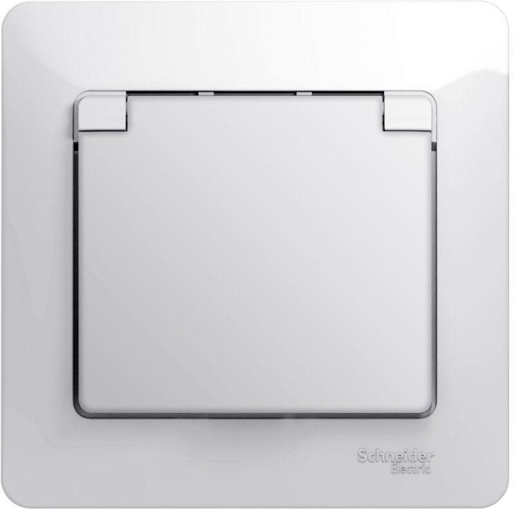 Розетка 1-м СП Glossa 16А IP20 с заземл. защ. шторки с крышкой в сборе бел. SE GSL000146