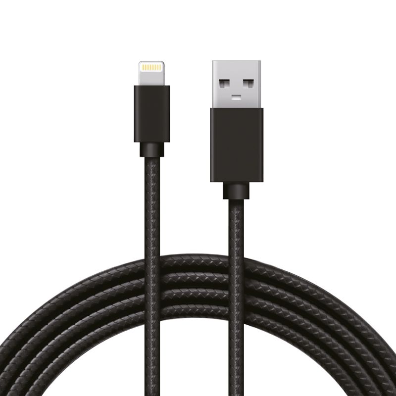 Кабель USB-A – Lightning для Apple, 2,4A 1м, в черной нейлоновой оплетке REXANT 18-7055