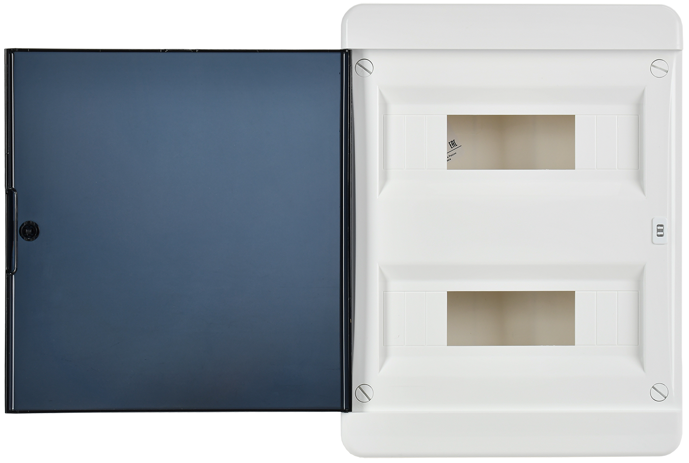 TEKFOR Корпус пластиковый БЕЛЫЙ ЩРН-П-24, IP41 черная прозрачная дверь IEK - Фото 5