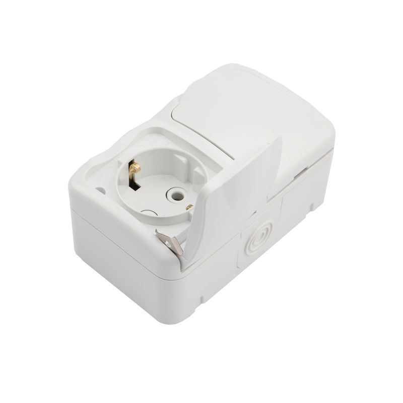 Блок горизонтальный 2 розетки (керамика) Mini OG IP54 с/з, о/у, белый KRANZ - Фото 4