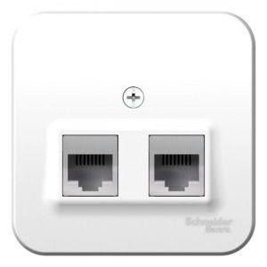 Розетка компьютерная + телефонная 2-м ОП Blanca RJ45 кат.5E + RJ11 с изолир. пластиной бел. SE BLNIA045111 1210476