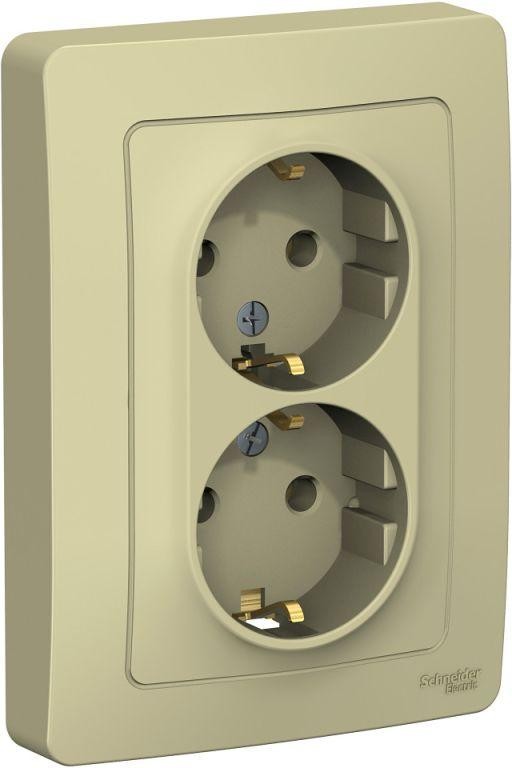 Розетка 2-м СП Blanca 16А IP20 250В с заземл. без защ. шторок беж. SE BLNRS001027