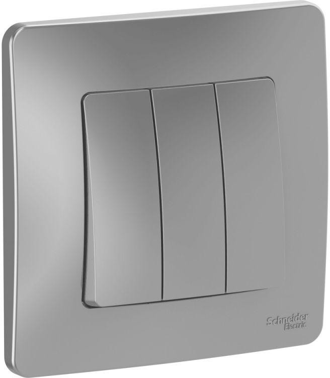 Выключатель 3-кл. СП Blanca 10А IP20 (сх. 1+1+1) 250В алюм. SE BLNVS100503