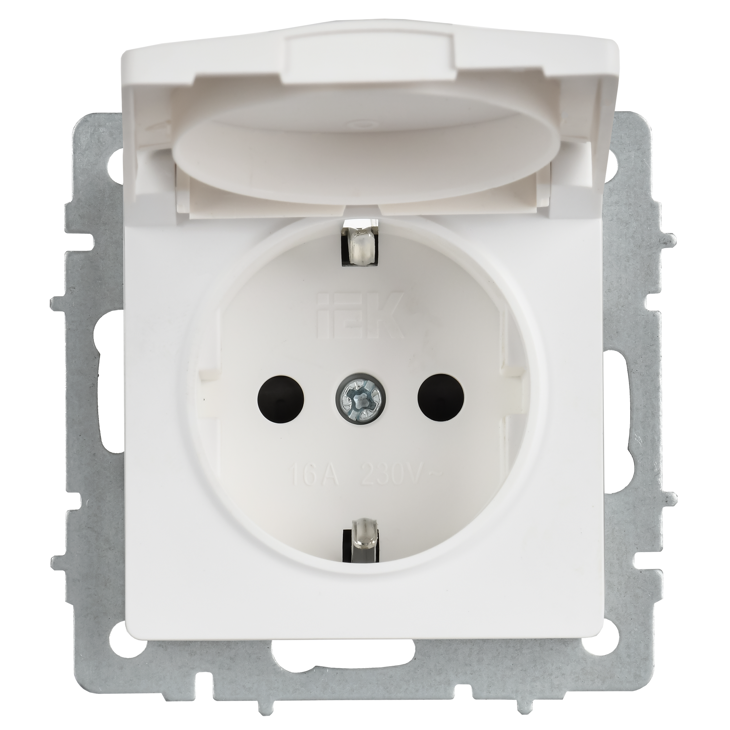 BRITE Розетка 1-местная с заземлением с защитными шторками и крышкой 16А IP20 РСбш10-3-БрАБ арктический белый IEK - Фото 7