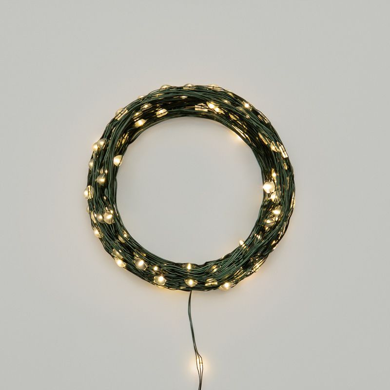 Гирлянда светодиодная Роса с контроллером 20м, 200LED, ТЕПЛЫЙ БЕЛЫЙ, IP20, 230В, зеленый провод NEON-NIGHT 303-266