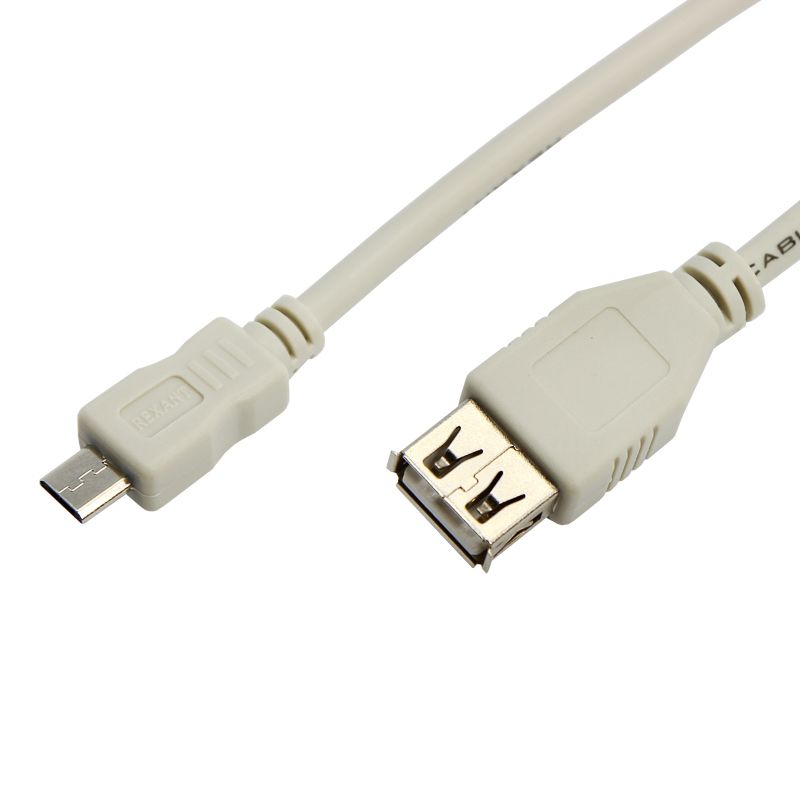 Кабель USB-A – micro USB, 1А, 0,2м, серый REXANT 18-1161