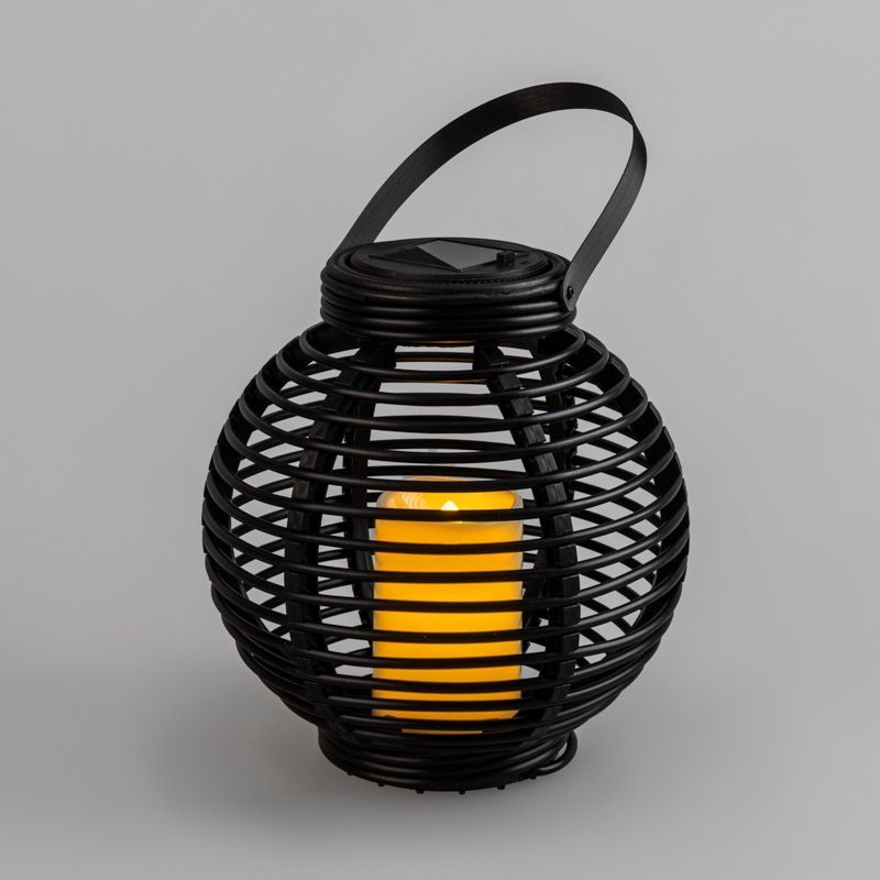 Декоративный фонарь на солнечной батарее 20х20х22 см, черный плетеный корпус, теплый белый цвет свечения NEON-NIGHT 501-143