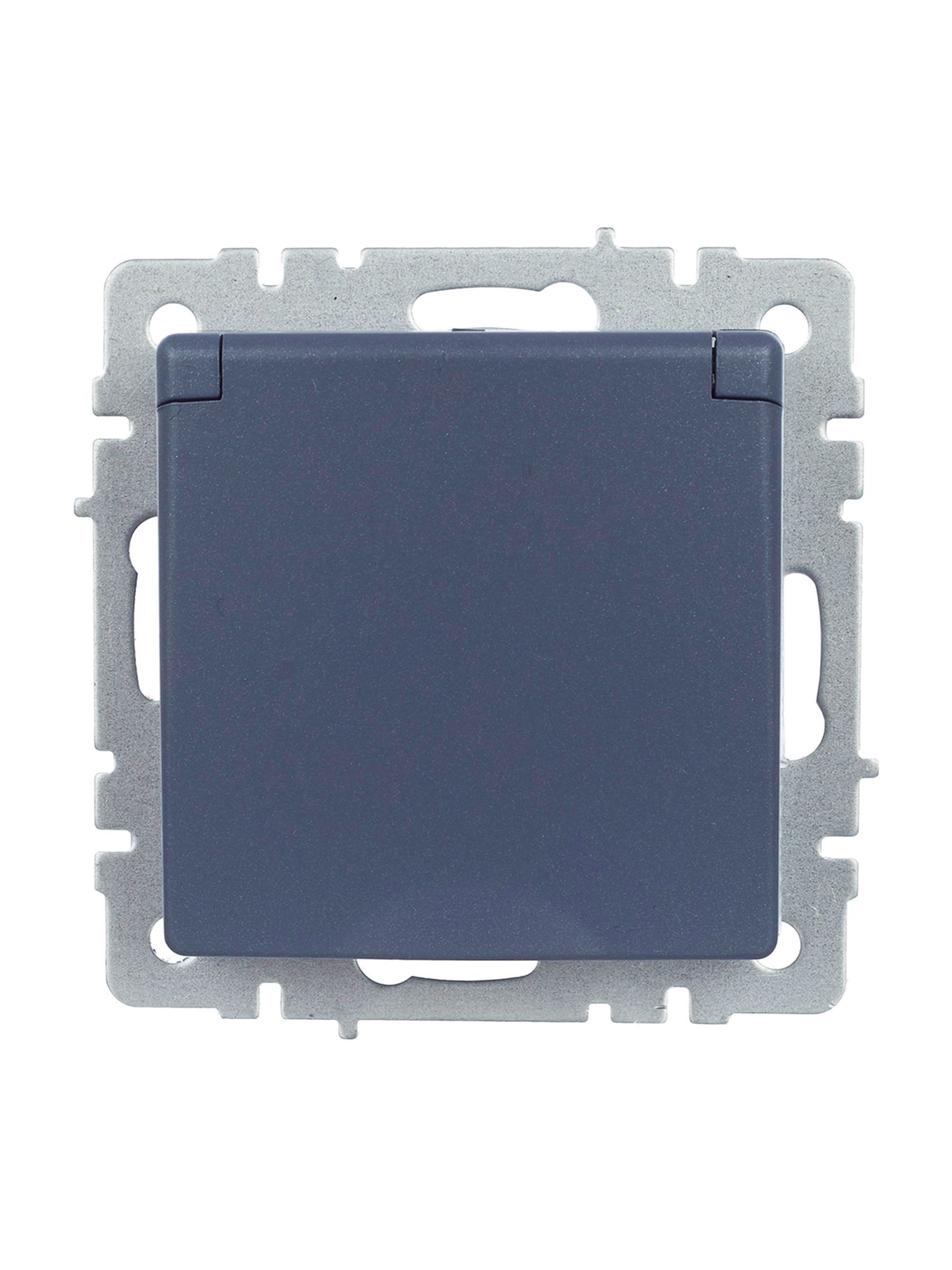 BRITE Розетка 1-местная с заземлением с защитными шторками и крышкой 16А IP44 РСбш10-3-44-БрМ маренго IEK - Фото 7