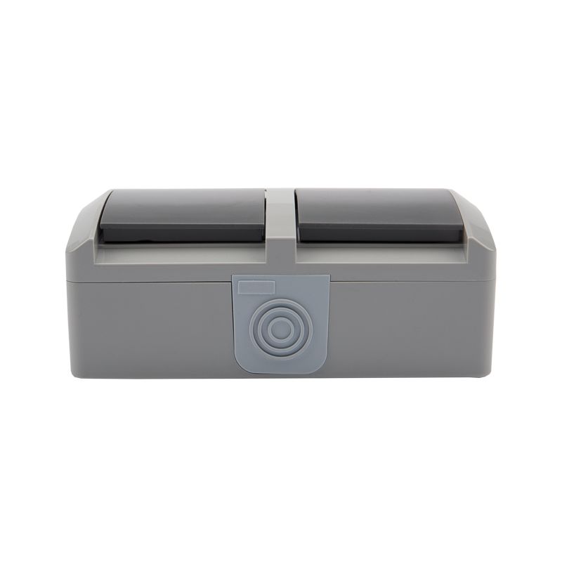 Блок горизонтальный 2 розетки INDUSTRIAL IP54 с/з, о/у, серый KRANZ - Фото 2