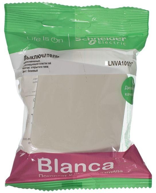 Выключатель 1-кл. ОП Blanca 10А IP20 (сх. 1) 250В с изолир. пластиной беж. SE BLNVA101017 - Фото 2