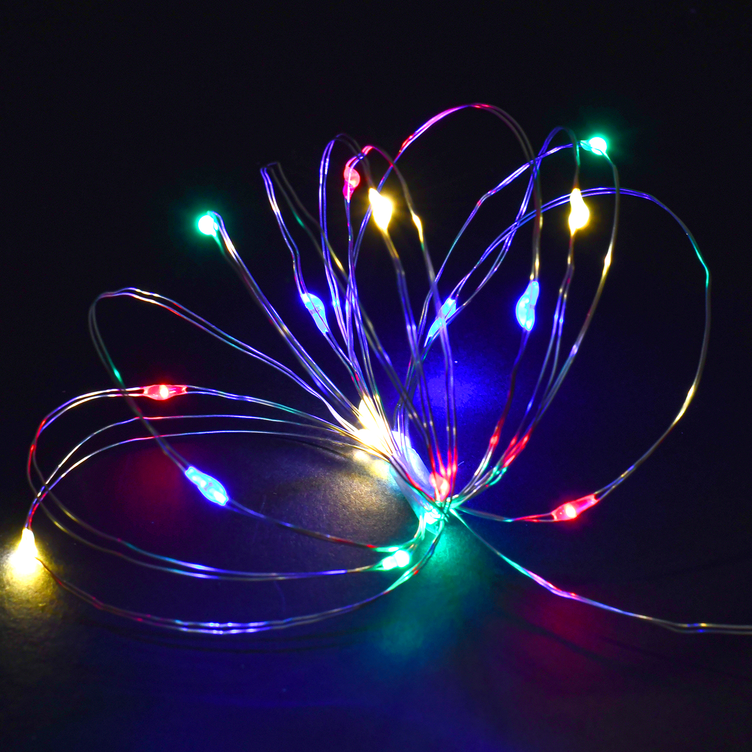 LIGHTING Гирлянда роса 2м 20 светодиодов RGBY IP20 прозрачный шнур 0,3м 2АА IEK LGDB500-3-020-02-T-B-20