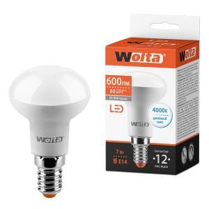 Лампа светодиодная "Рефлектор-R50" 7Вт 600лм 4000К E14 (50шт/уп) WOLTA 25S50R7E14