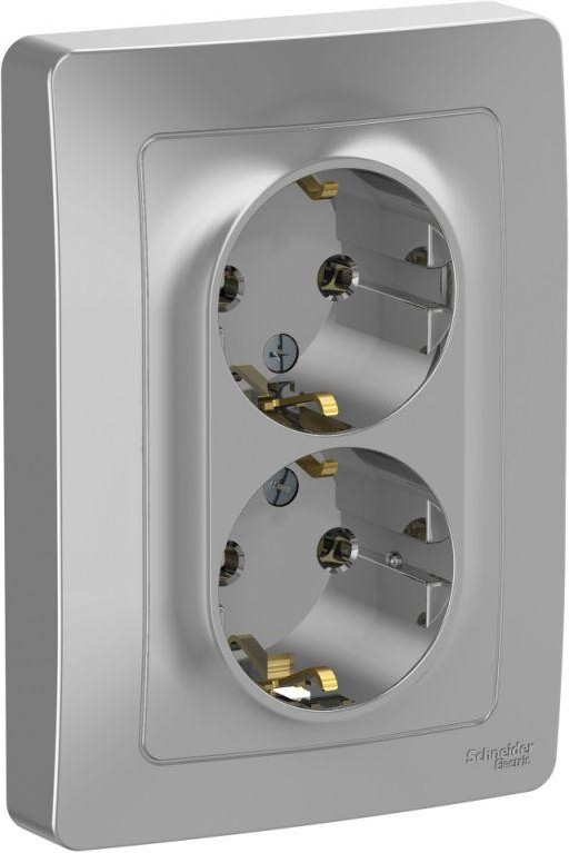 Розетка 2-м СП Blanca 16А IP20 250В с заземл. без защ. шторок алюм. SE BLNRS001023