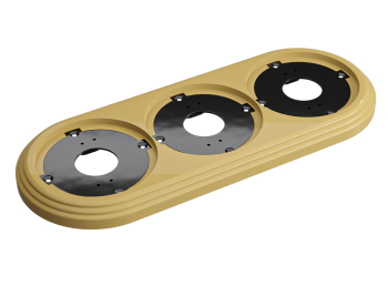 Рамка трехместная пластиковая, 234x92x14 мм, цвет - песочное золото, серия УСАДЬБА, ТМ МЕЗОНИНЪ