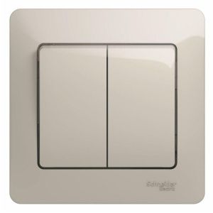 Выключатель 2-кл. СП Glossa 10А IP20 (сх. 5) 10AX в сборе молочн. SE GSL000952 454366