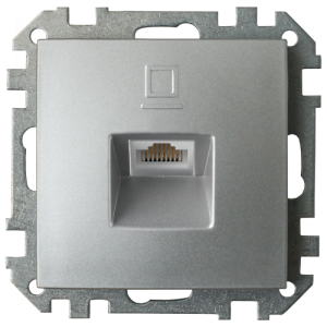Розетка компьютерная скрытой установки РК18-007 серебро