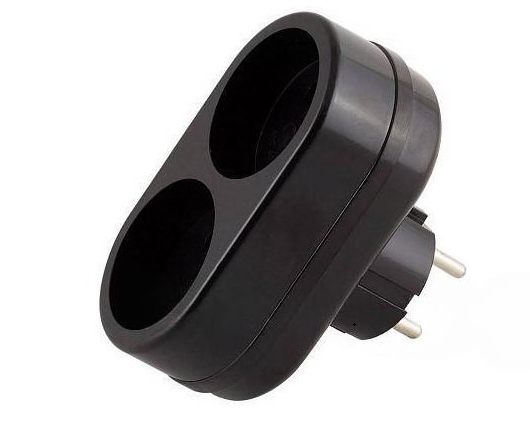 Сетевой разветвитель 2 гн. б/з, 6А, 2T черный, в индивидуальной упаковке 2T чёр. И.У.