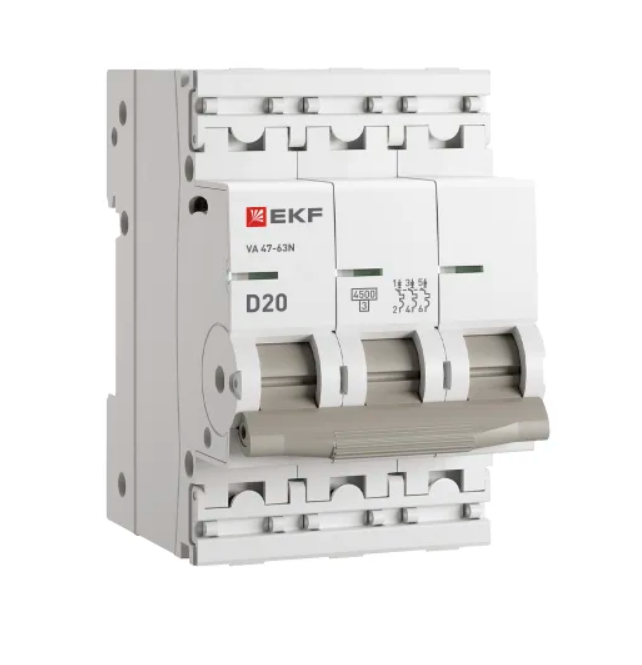 Авт. выкл. 3P 20А (D) 4,5kA ВА 47-63N EKF PROxima M634320D