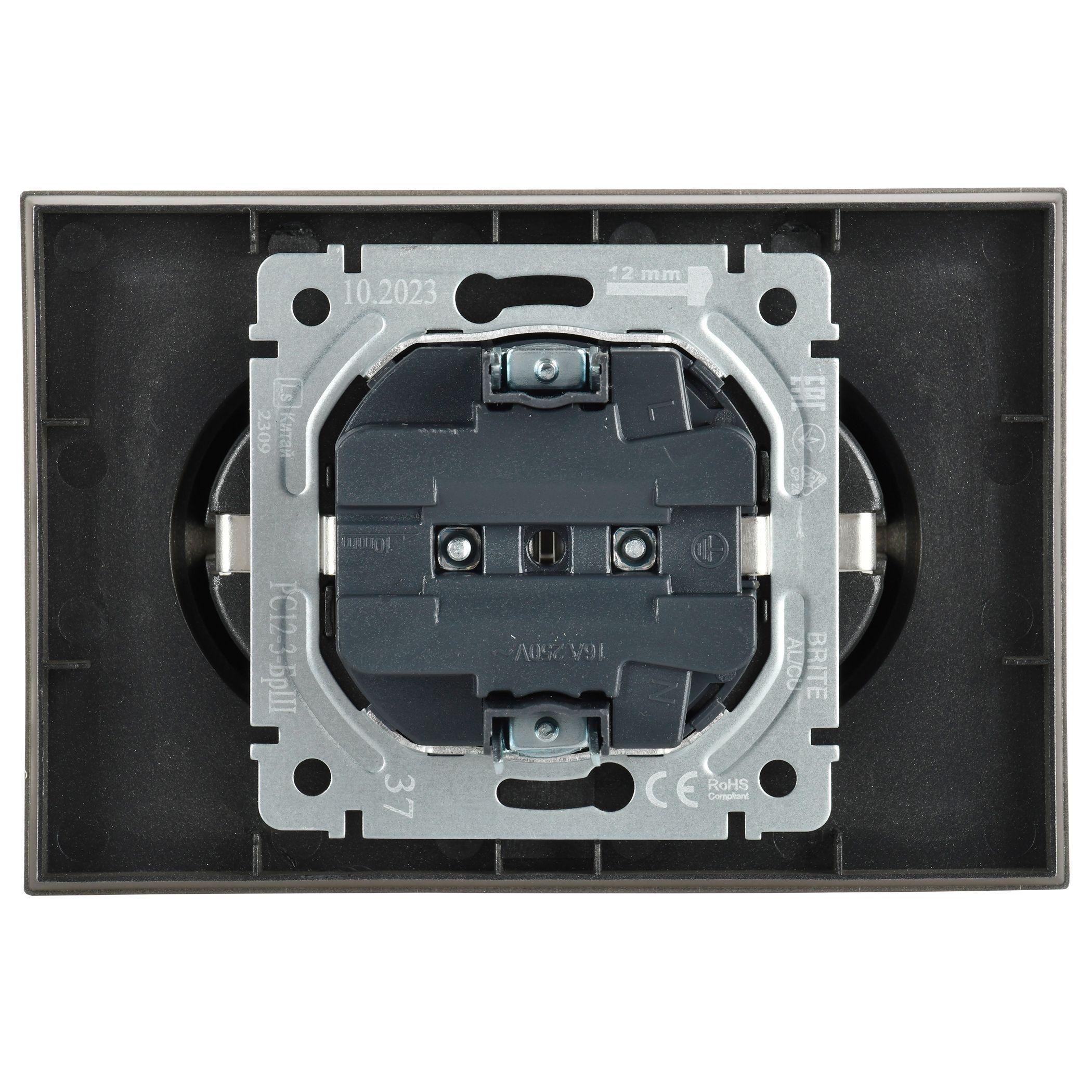 BRITE Розетка 2-местная с заземлением без защитных шторок 16А в сборе РС12-3-БрШ шампань IEK - Фото 5