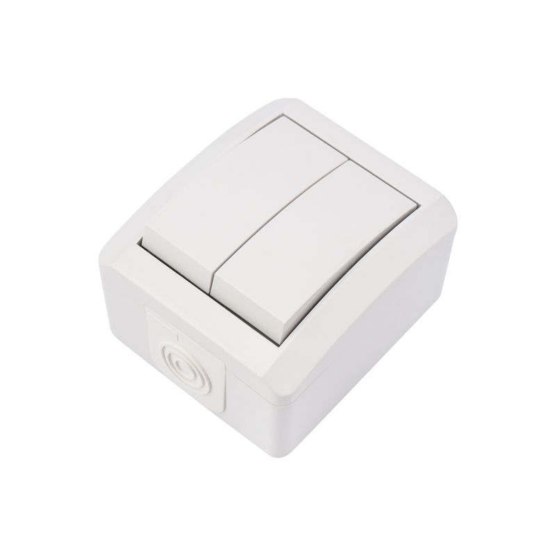 Выключатель двухклавишный INDUSTRIAL IP54 о/у, белый KRANZ