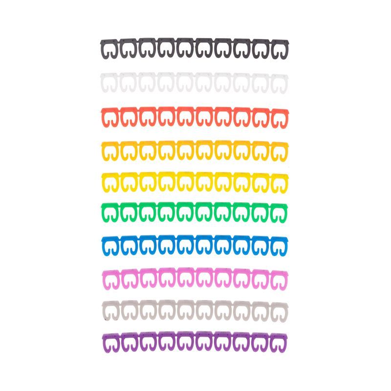 Маркер кабельный (клипса), ø4-6 мм, цифры 0-9, 10 цветов, блистер (MR-55) REXANT 12-6062