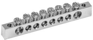 Шина PEN "земля-ноль" 6х9мм 8/2 с никелевым покрытием (8групп/крепеж по краям) IEK YNN11-08-100-N