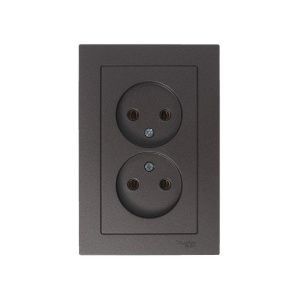 Розетка 2-м СП AtlasDesign 16А IP20 без заземл. в сборе мокко SE ATN000620 1240358
