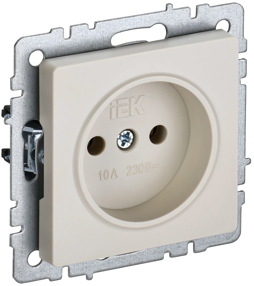 BRITE Розетка 1-местная без заземления без защитных шторок 10А РС10-1-0-БрКр бежевый IEK BR-R10-10-K10