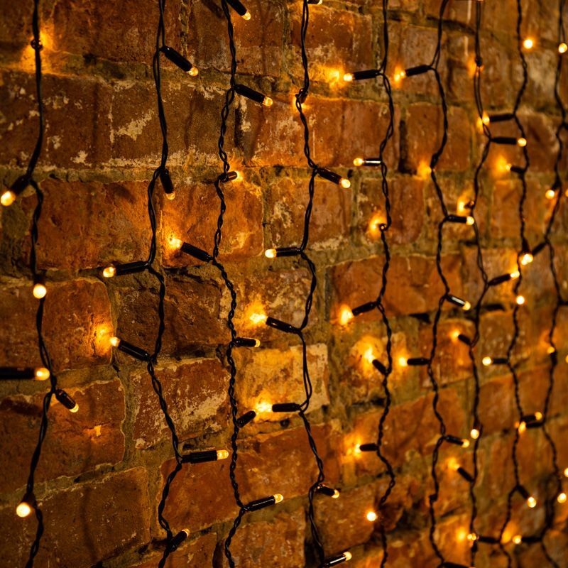 Гирлянда Светодиодный Дождь 2х6м, постоянное свечение, черный провод, 230 В, диоды ЖЕЛТЫЕ 235-161