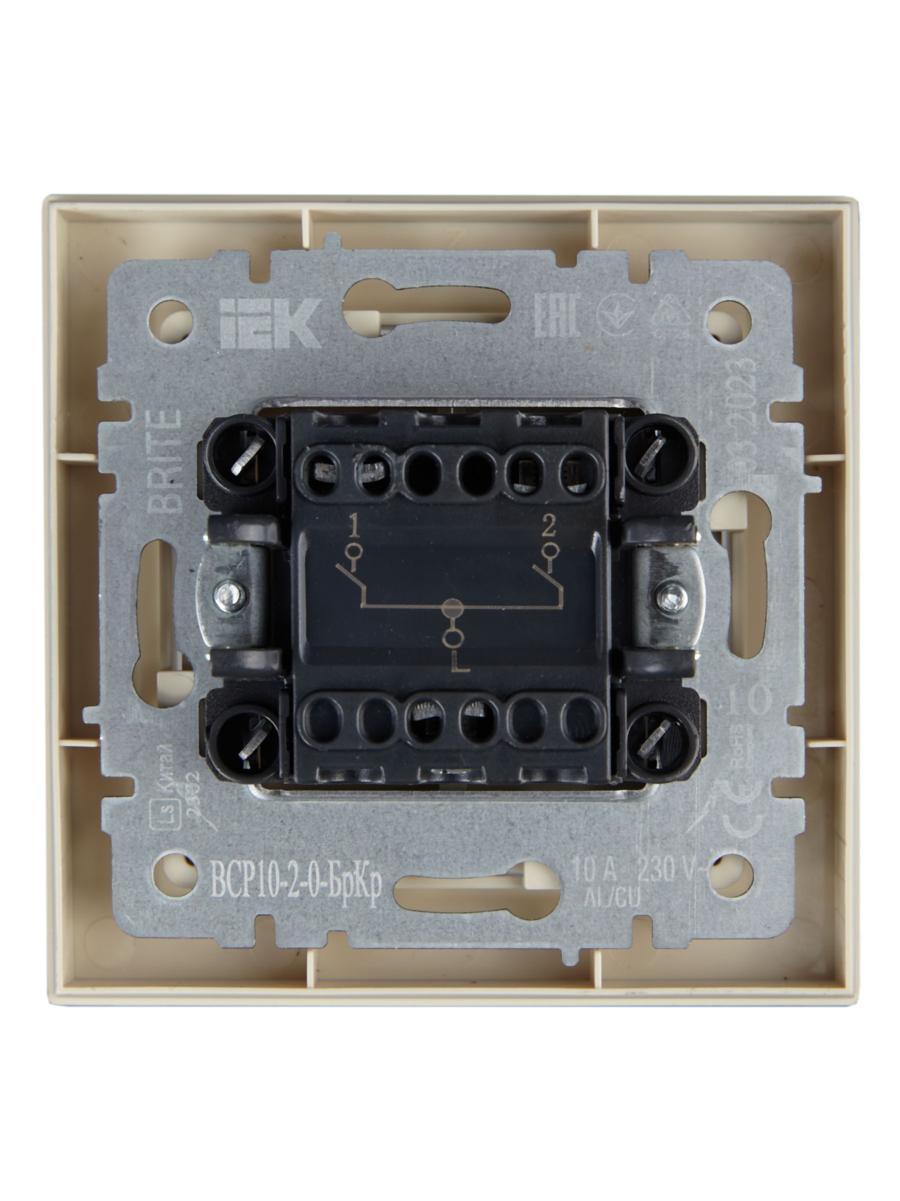 BRITE Выключатель 2-клавишный 10А в сборе ВСР10-2-0-БрКр бежевый IEK - Фото 5
