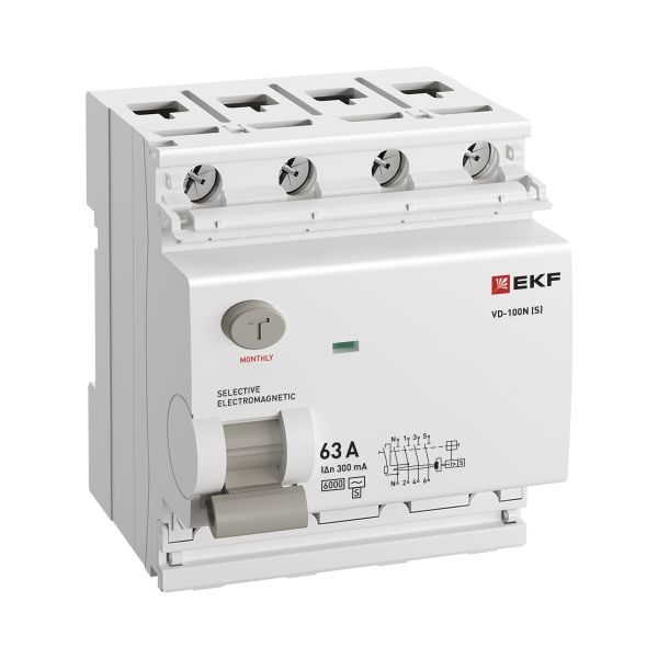 ВДТ ВД-100N (S) 4P 63А 300мА AC эл-мех 6кА PROXIMA EKF - Фото 3