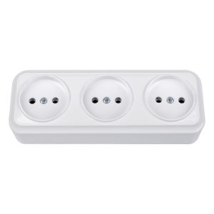 Розетка штепсельная трехместная для открытой установки РА16-0161 9116BY