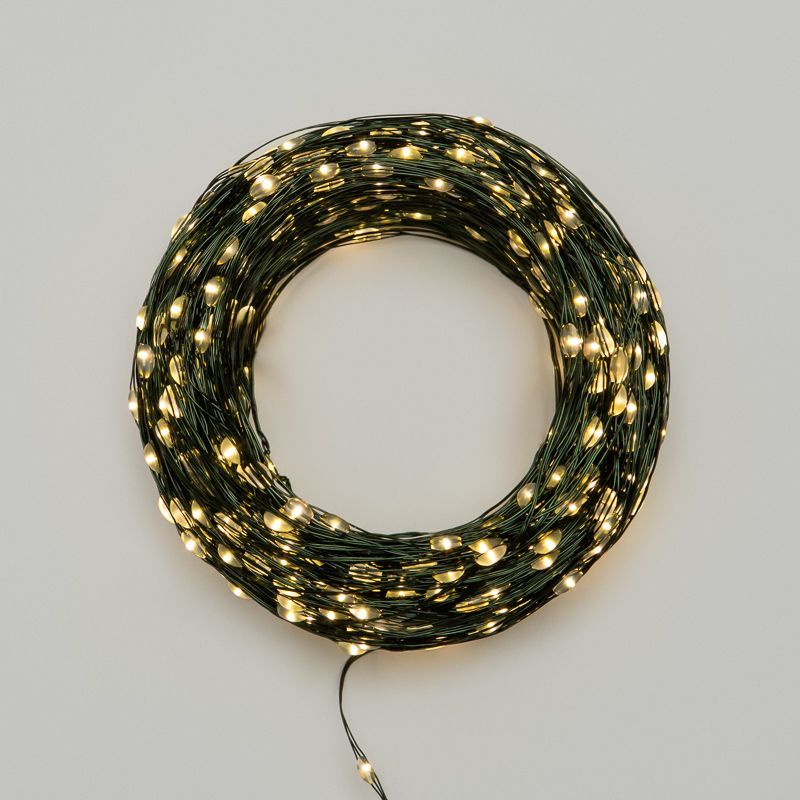 Гирлянда светодиодная Роса с контроллером 100м, 1000LED, ТЕПЛЫЙ БЕЛЫЙ, IP20, 230В, зеленый провод NEON-NIGHT 303-296