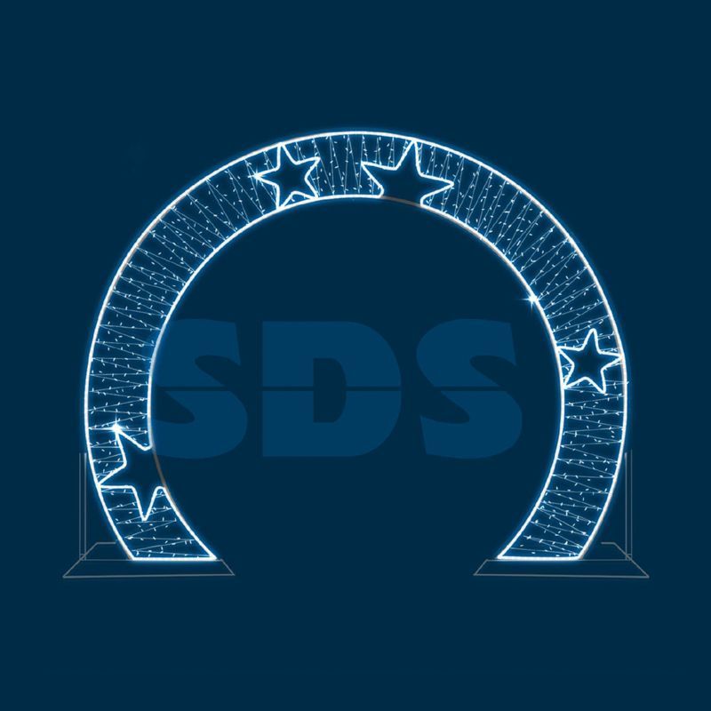 Декоративная арка со звездами плоская 300 см белая 501-476