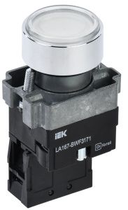 Кнопка управления LA167-BWF3171 d=22мм RC 1з с подсветкой белая IEK BBT20-BWF3171-1-12-67-K01